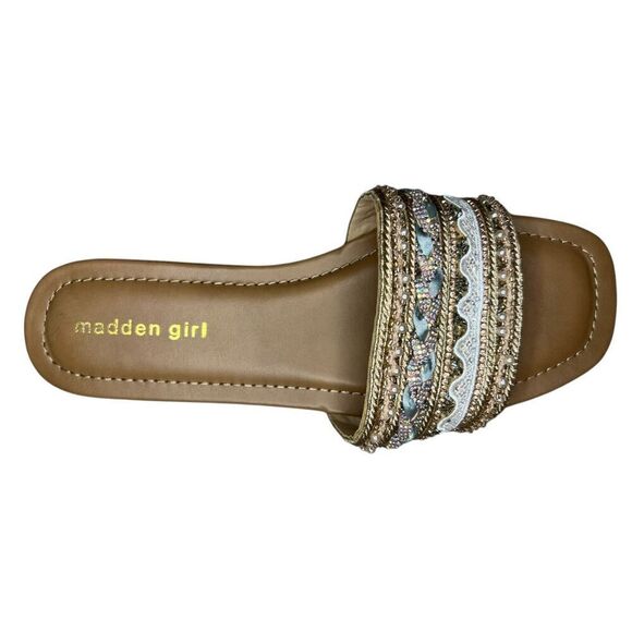 Madden Girl Women’s 9 Thread Slide Sandals Embellished NEW - Picture 4 of 6